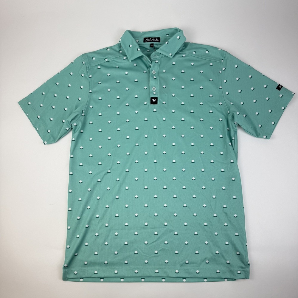 New Mens Bad Birdie Pique Green Golfball Golf Short Sleeve Polo Size Small NWT